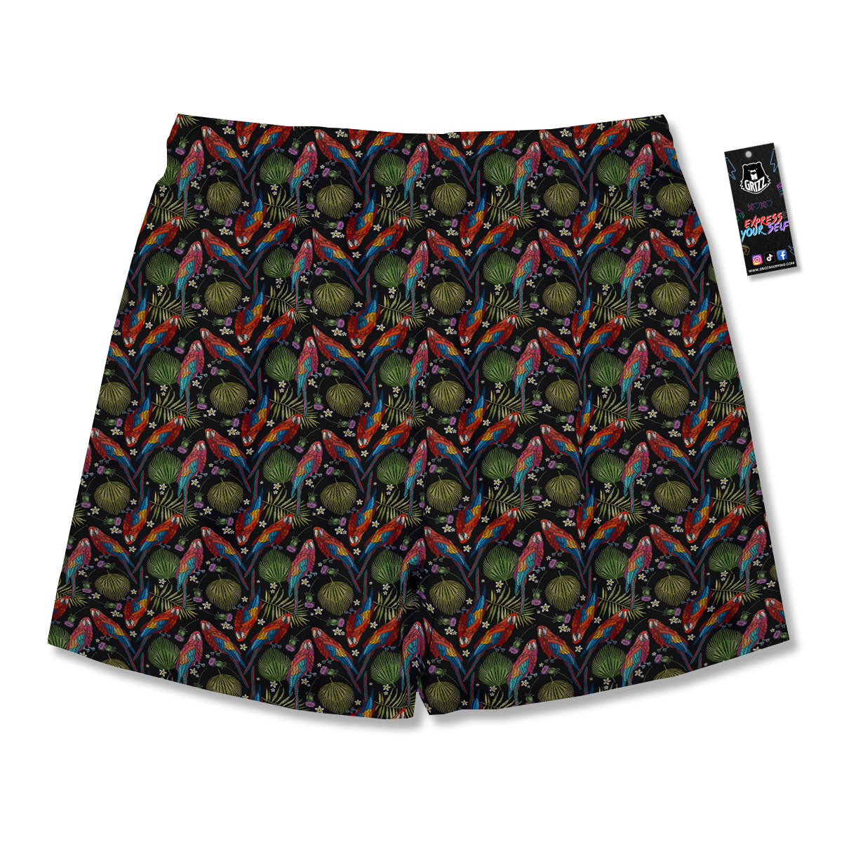 Parrot Embroidery Print Pattern Men's Running Shorts-grizzshop