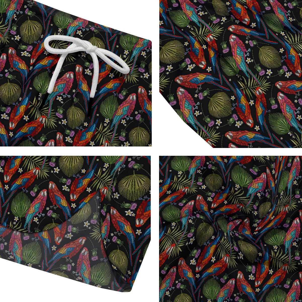 Parrot Embroidery Print Pattern Men's Running Shorts-grizzshop