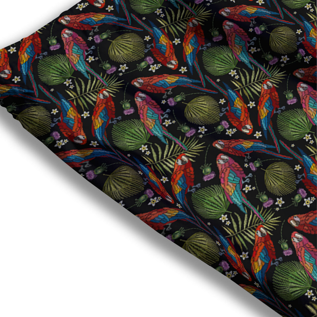 Parrot Embroidery Print Pattern Mesh Shorts