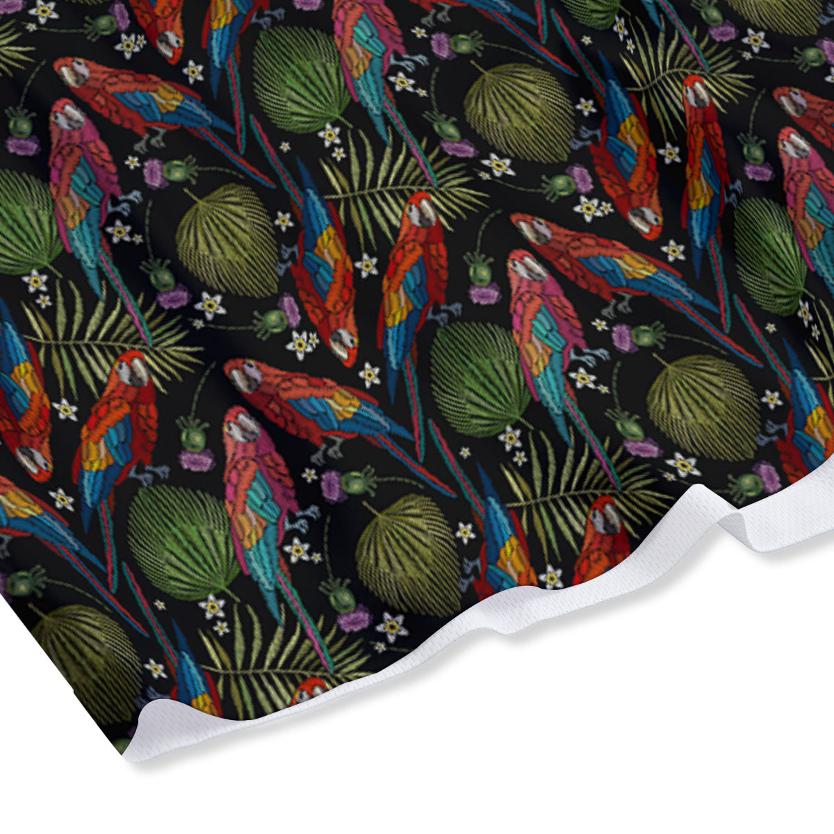 Parrot Embroidery Print Pattern Mesh Shorts