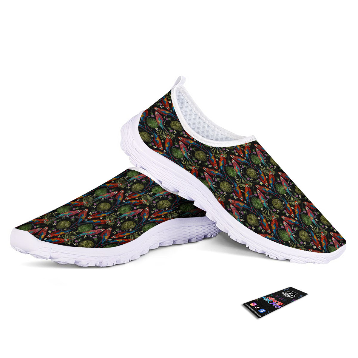 Parrot Embroidery Print Pattern Nurse Shoes-grizzshop
