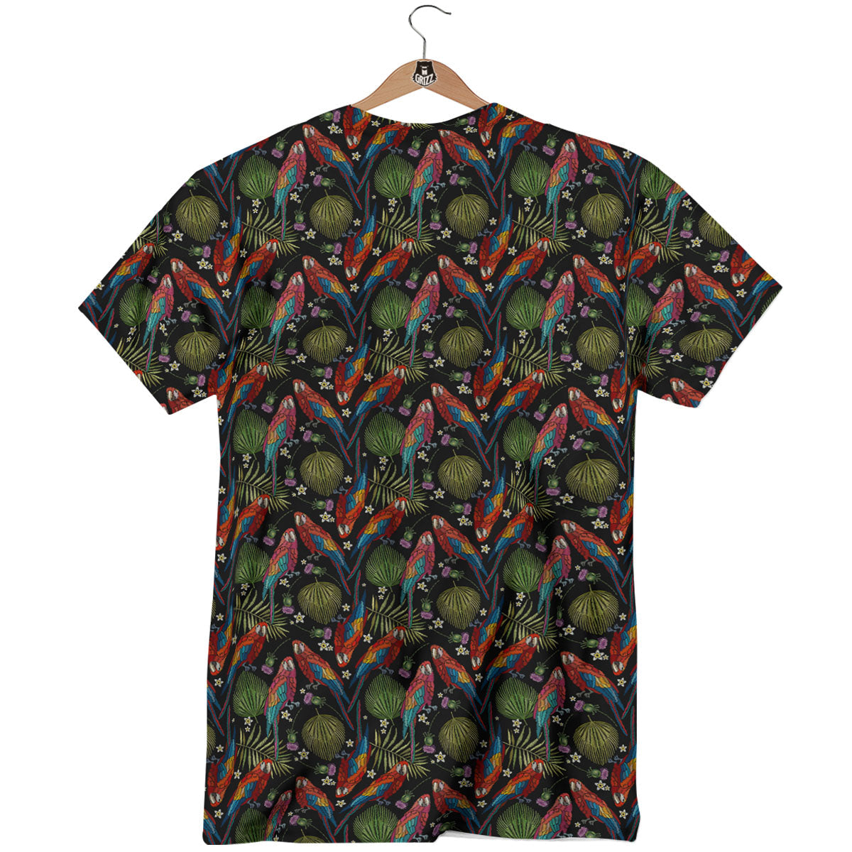 Parrot Embroidery Print Pattern T-Shirt-grizzshop