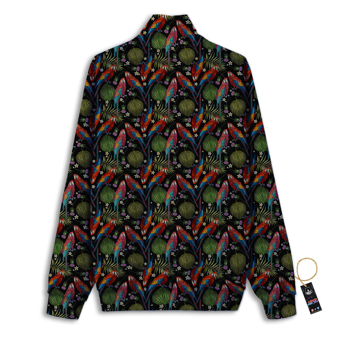 Parrot Embroidery Print Pattern Track Jacket-grizzshop