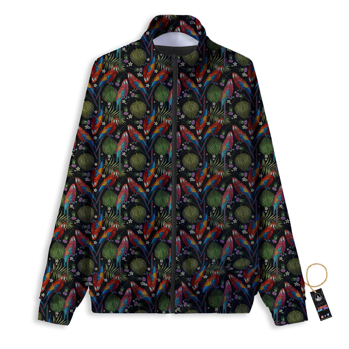 Parrot Embroidery Print Pattern Track Jacket-grizzshop