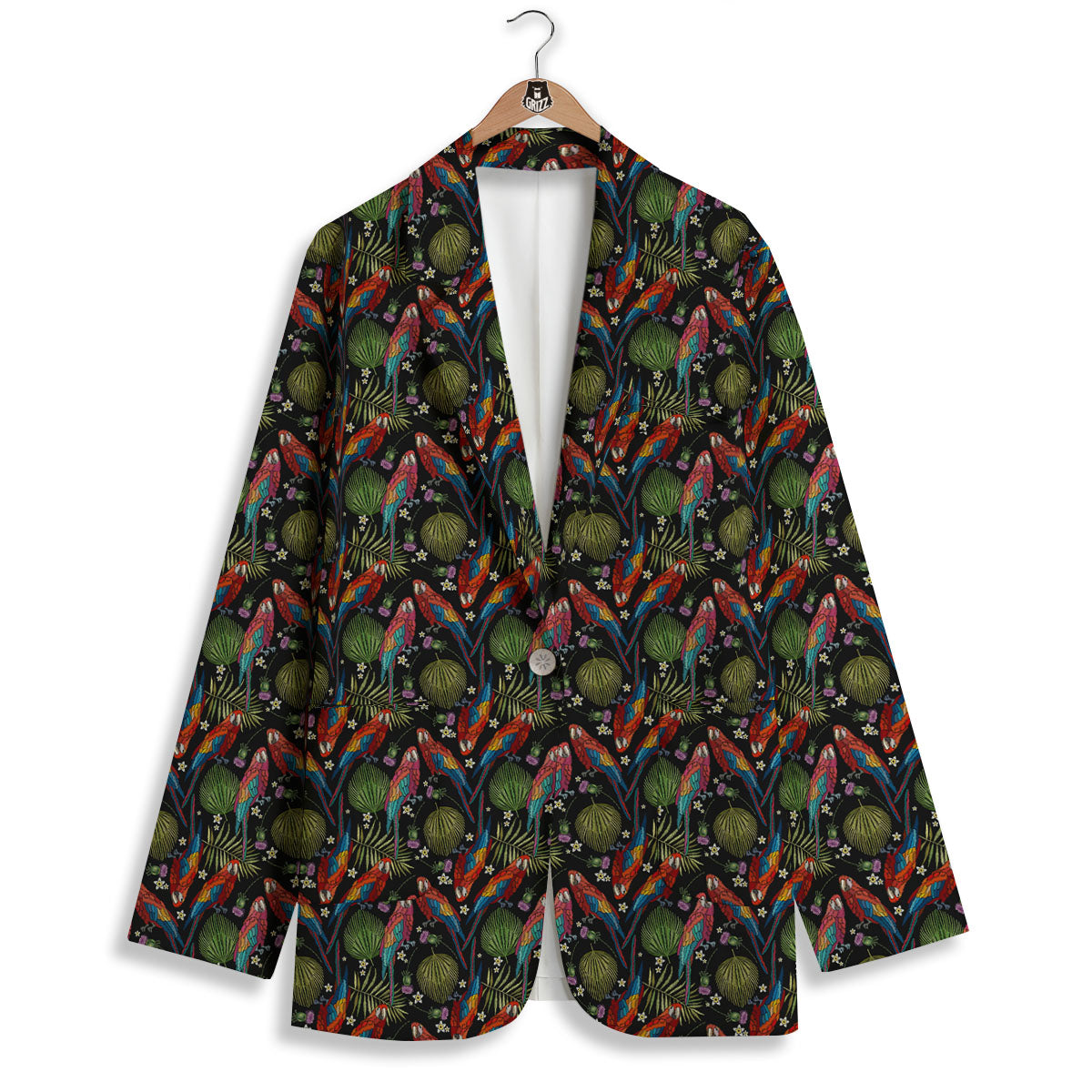 Parrot Embroidery Print Pattern Women's Blazer-grizzshop