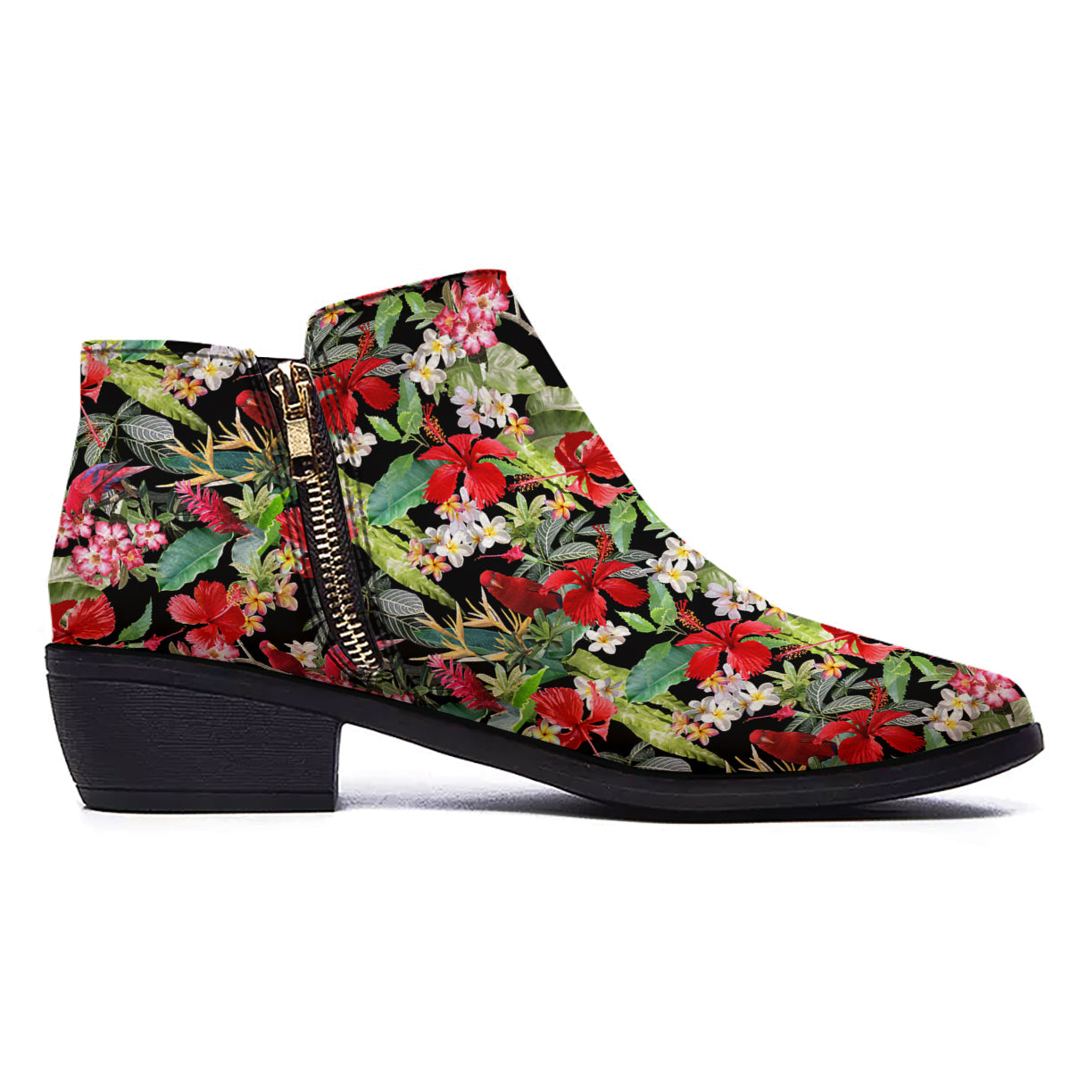Parrot Hawaiian Tropical Print Pattern Ankle Boots-grizzshop