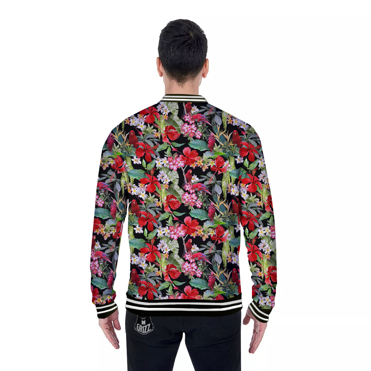 Parrot Hawaiian Tropical Print Pattern Baseball Jacket-grizzshop