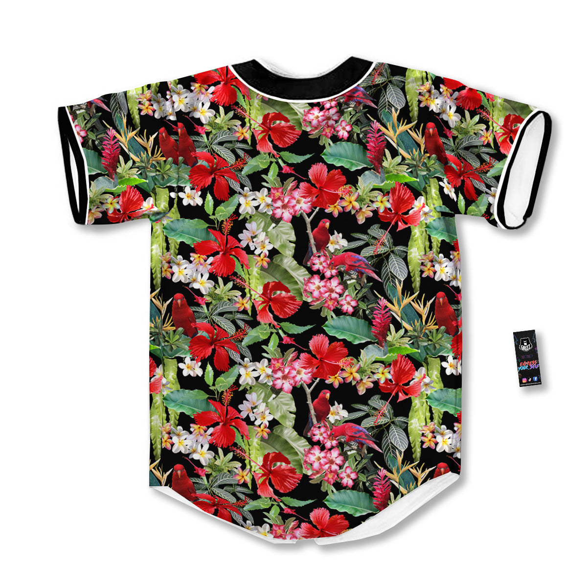 Parrot Hawaiian Tropical Print Pattern Baseball Jersey-grizzshop
