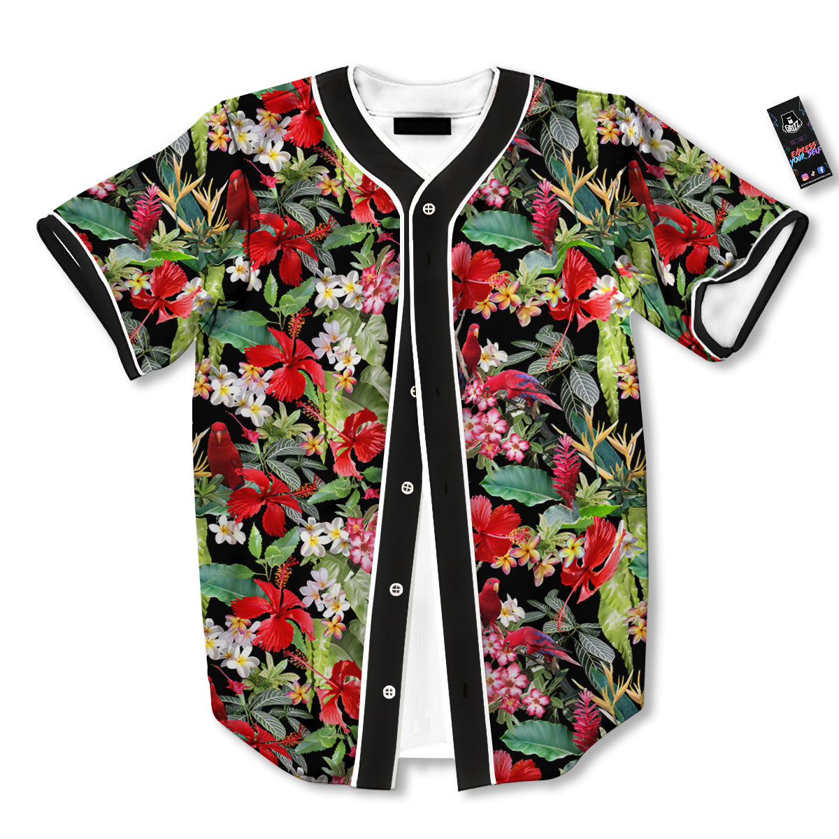 Parrot Hawaiian Tropical Print Pattern Baseball Jersey-grizzshop