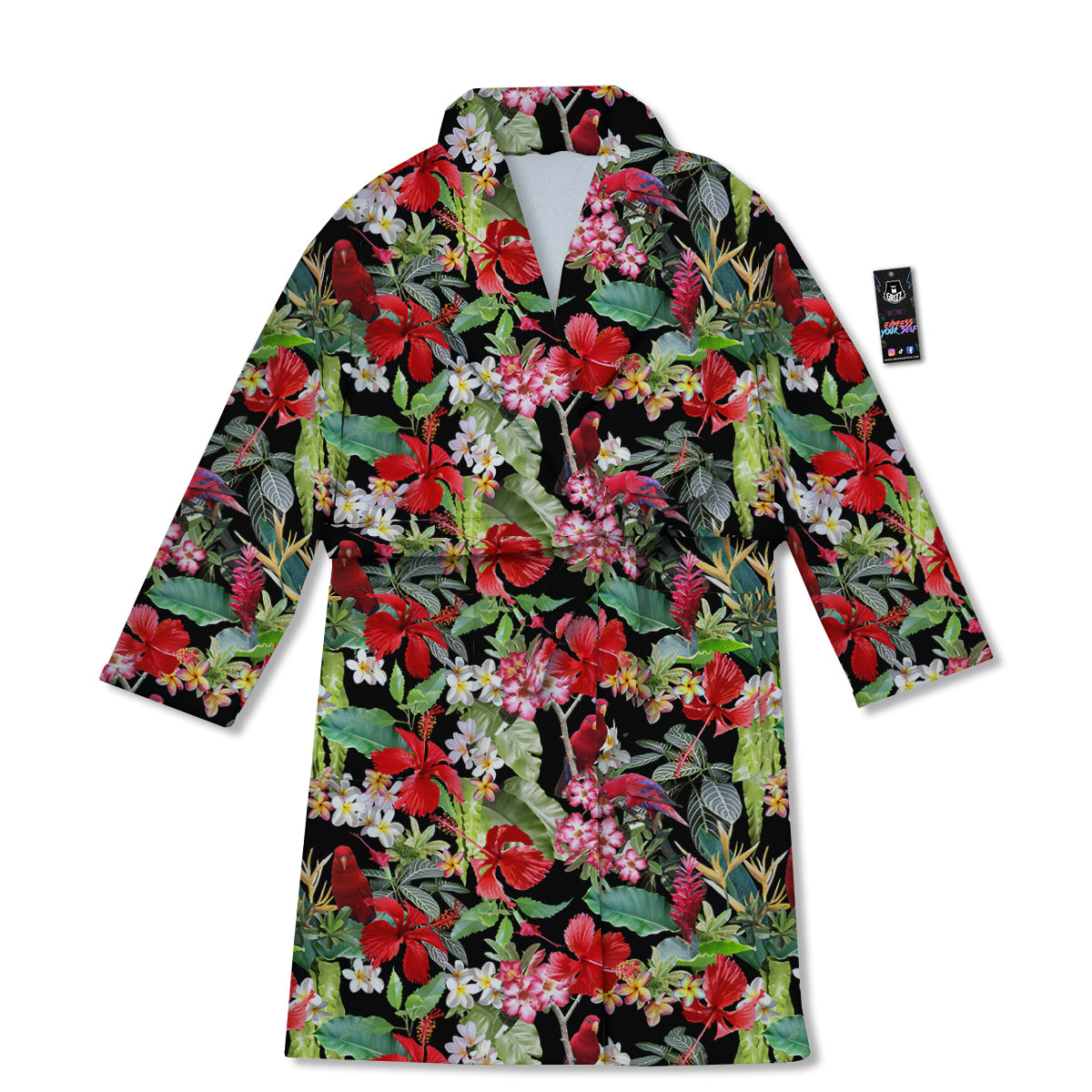 Parrot Hawaiian Tropical Print Pattern Bathrobe-grizzshop