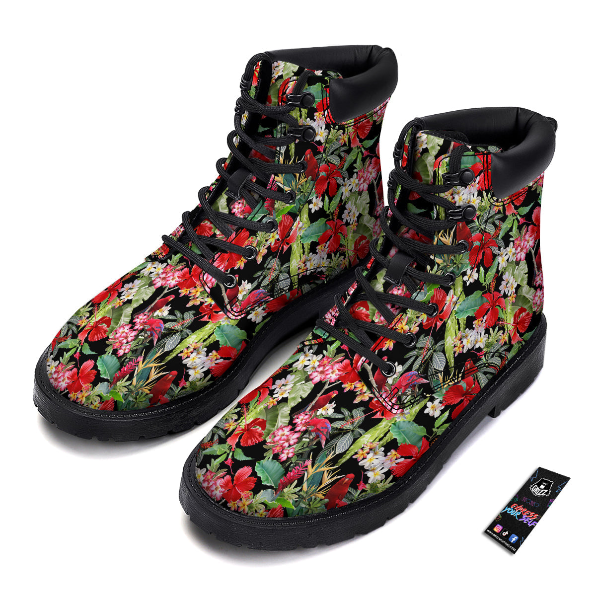 Parrot Hawaiian Tropical Print Pattern Boots-grizzshop
