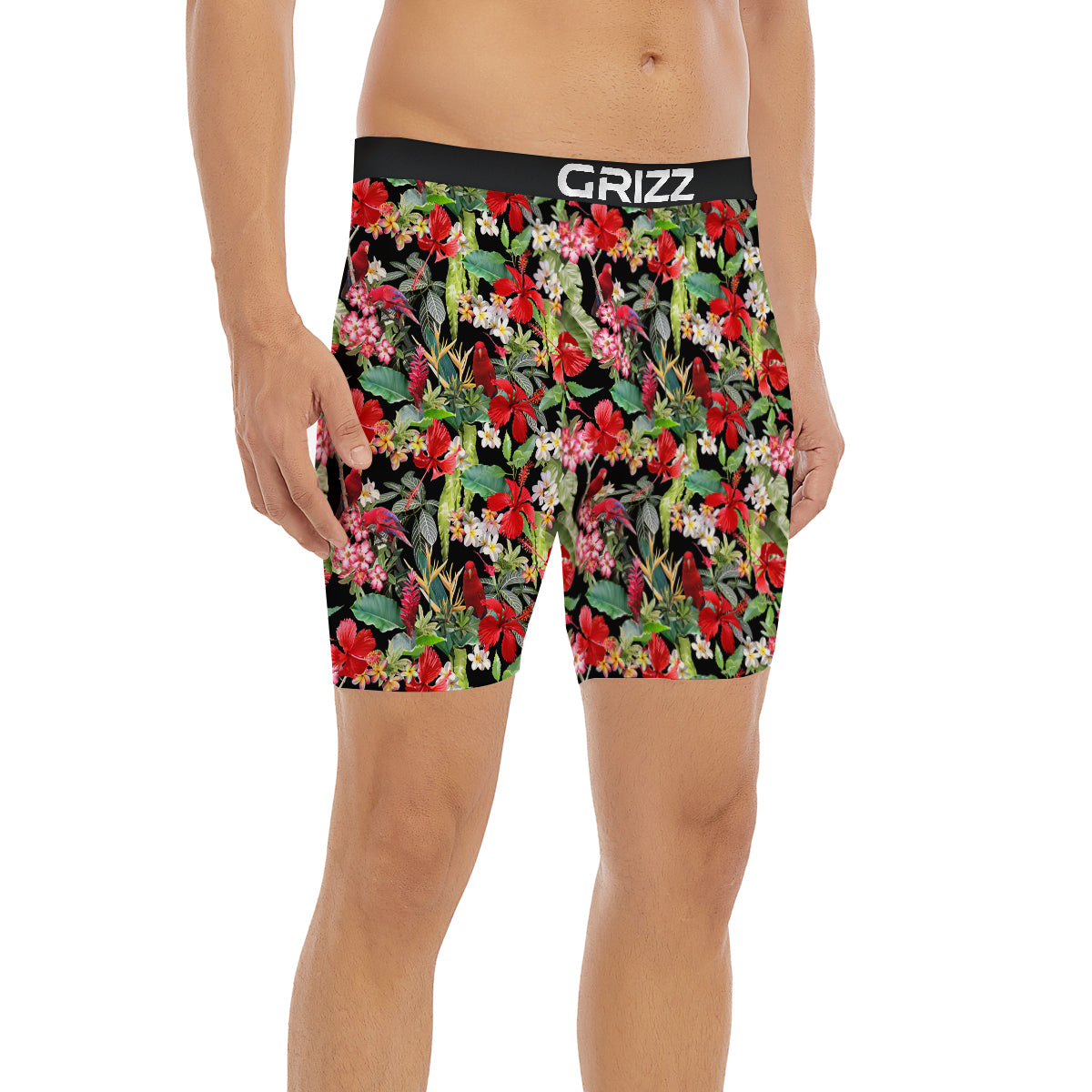 Parrot Hawaiian Tropical Print Pattern Boxer Briefs-grizzshop