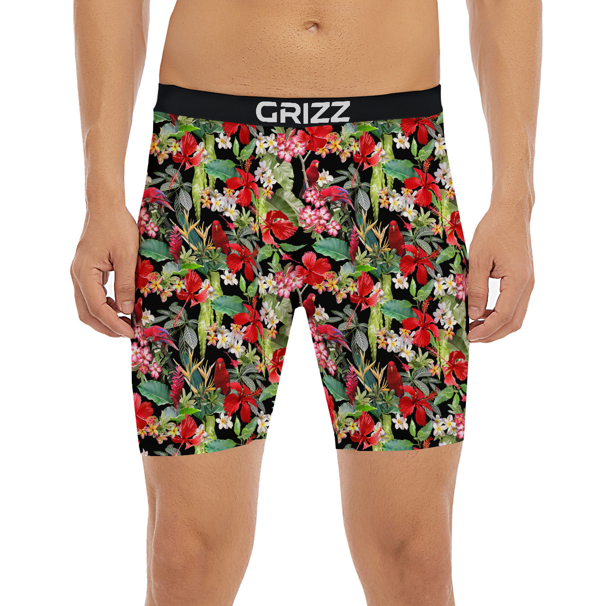 Parrot Hawaiian Tropical Print Pattern Boxer Briefs-grizzshop
