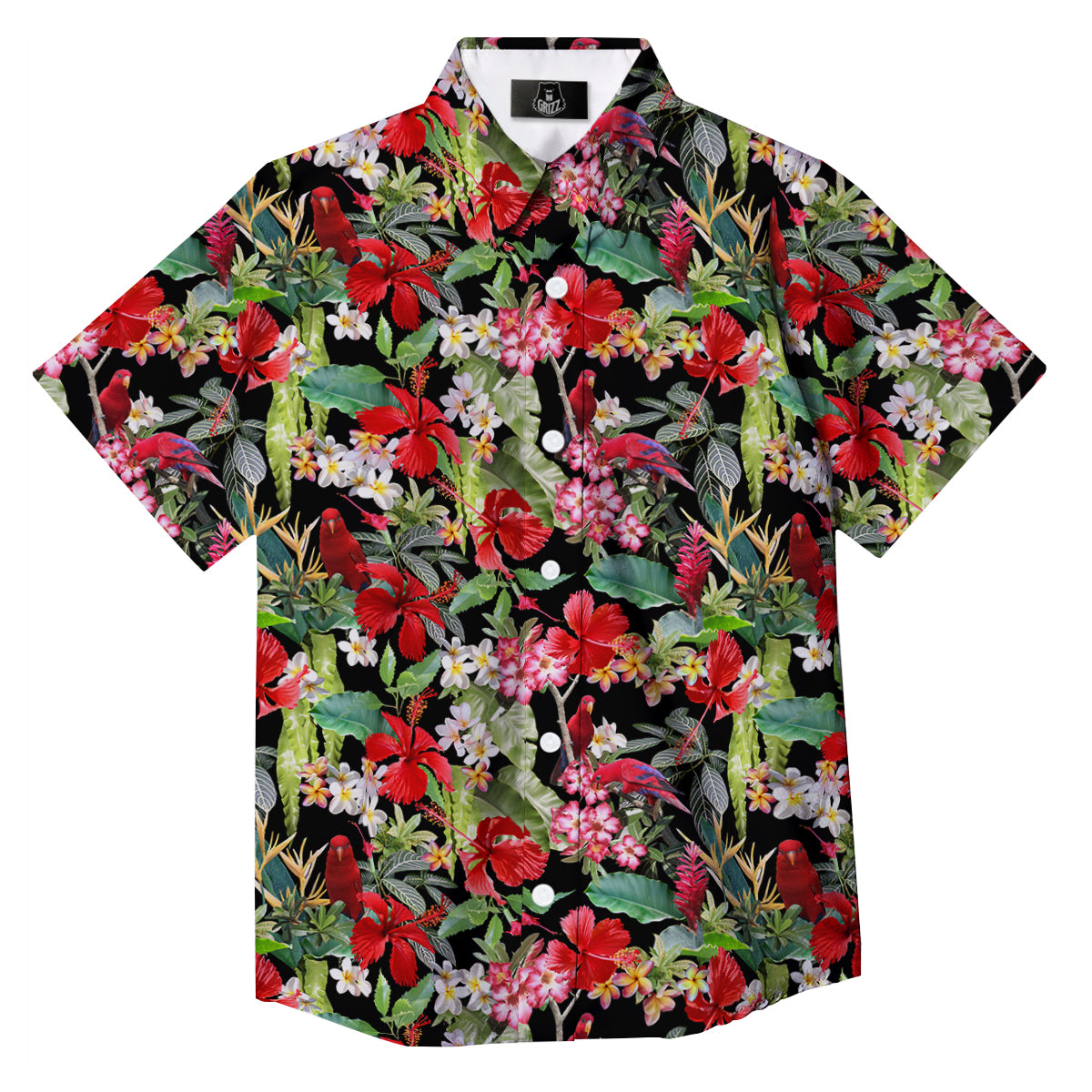 Parrot Hawaiian Tropical Print Pattern Button Up Shirt-grizzshop