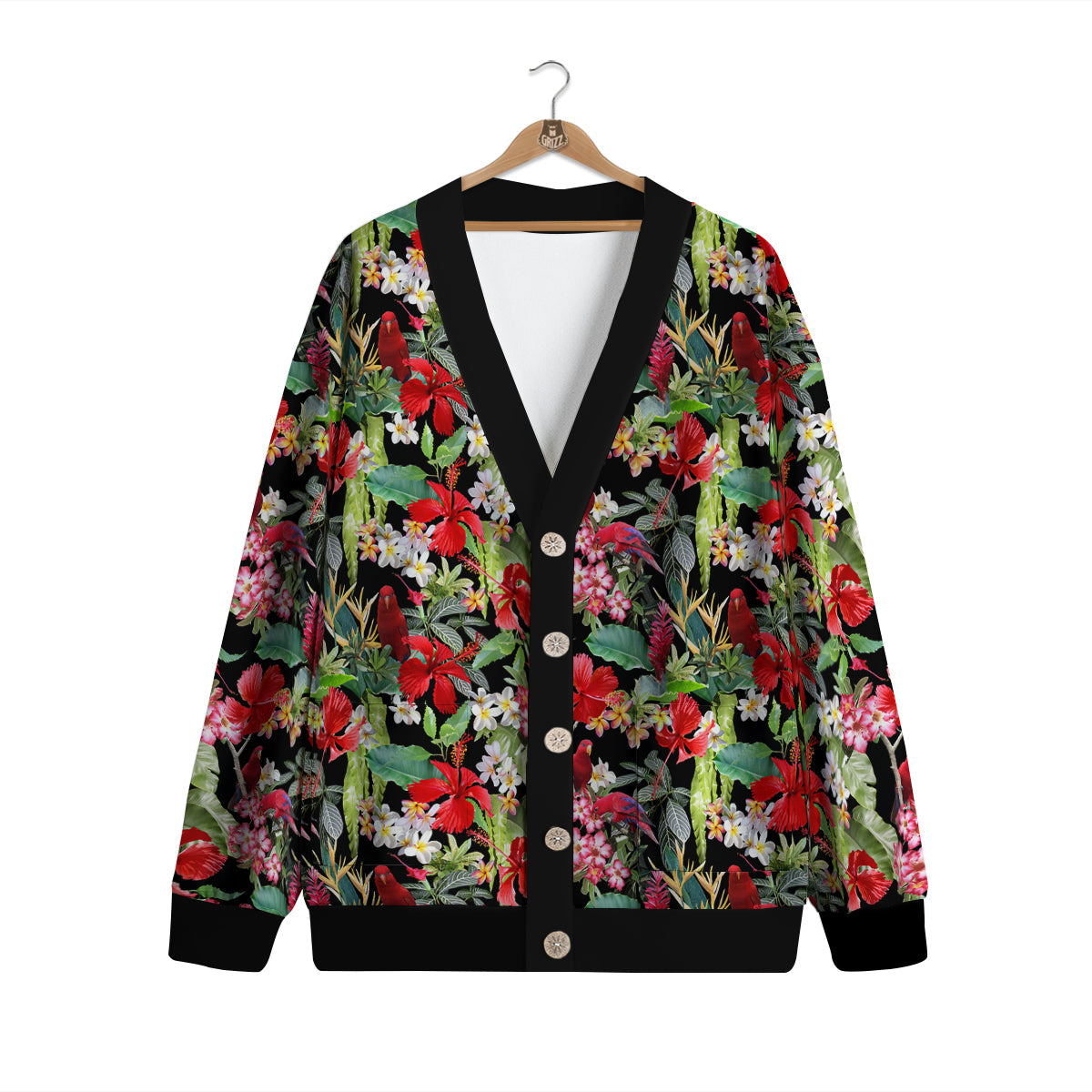 Parrot Hawaiian Tropical Print Pattern Cardigan-grizzshop