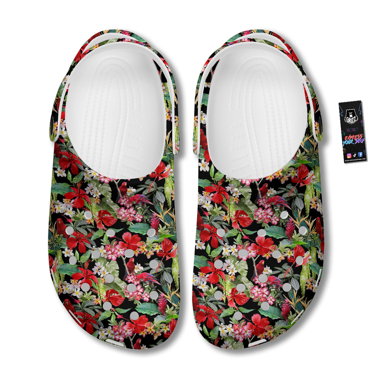 Parrot Hawaiian Tropical Print Pattern Clog-grizzshop