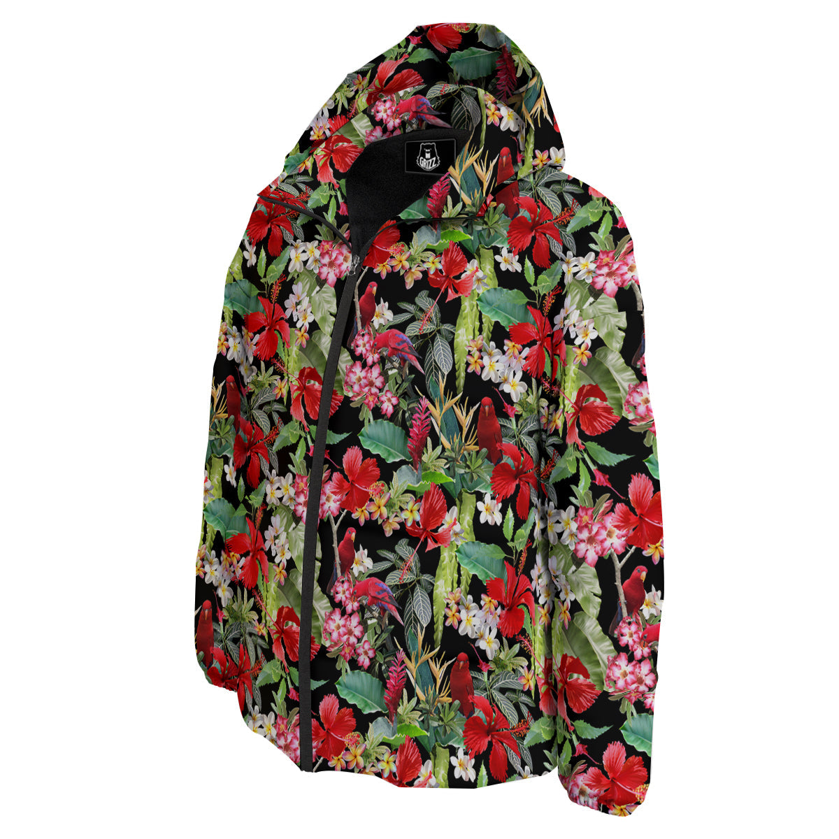 Parrot Hawaiian Tropical Print Pattern Down Jacket-grizzshop
