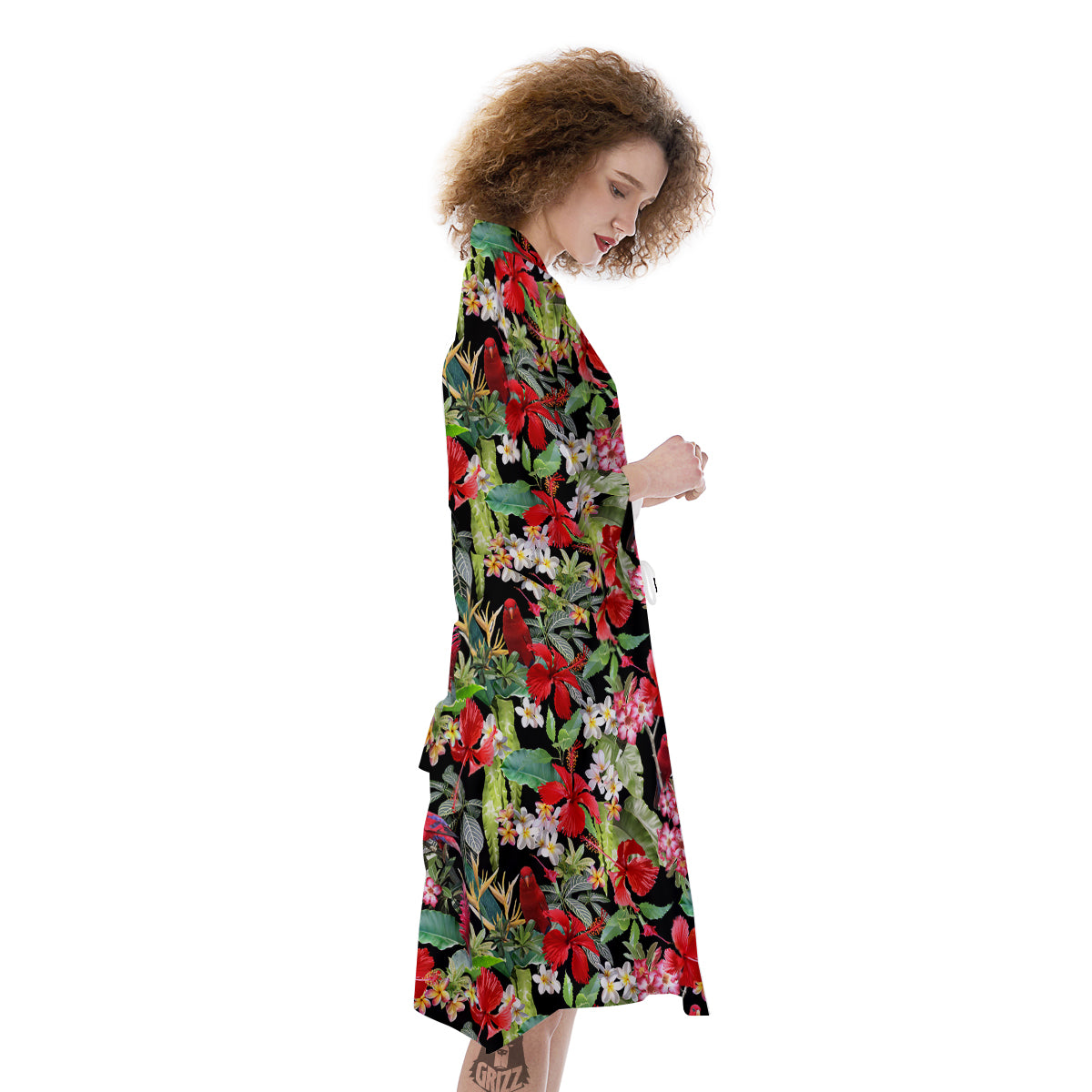 Parrot Hawaiian Tropical Print Pattern Kimono-grizzshop