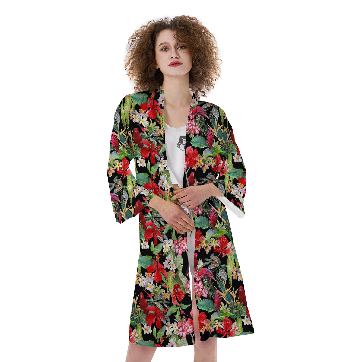Parrot Hawaiian Tropical Print Pattern Kimono-grizzshop