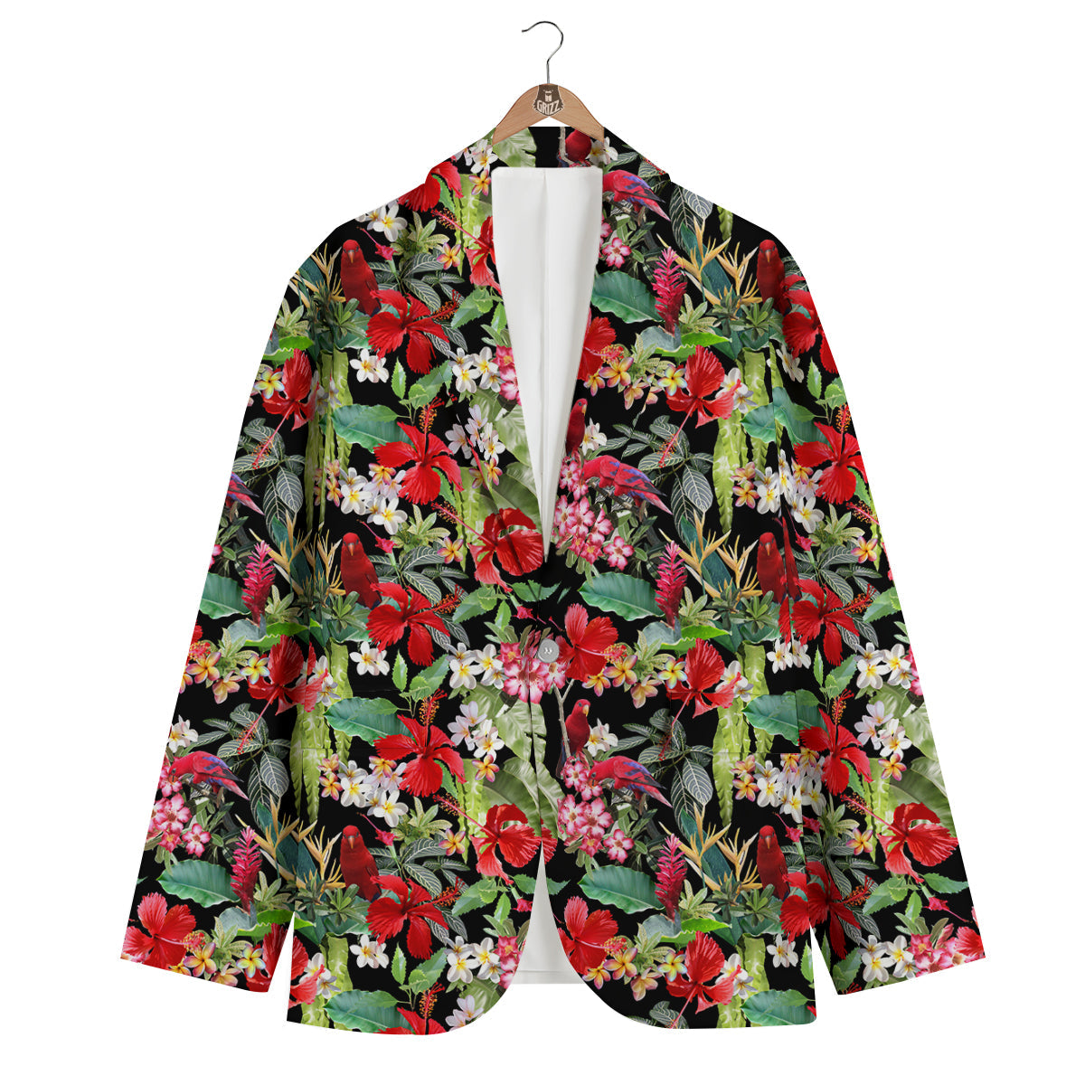 Parrot Hawaiian Tropical Print Pattern Men's Blazer-grizzshop