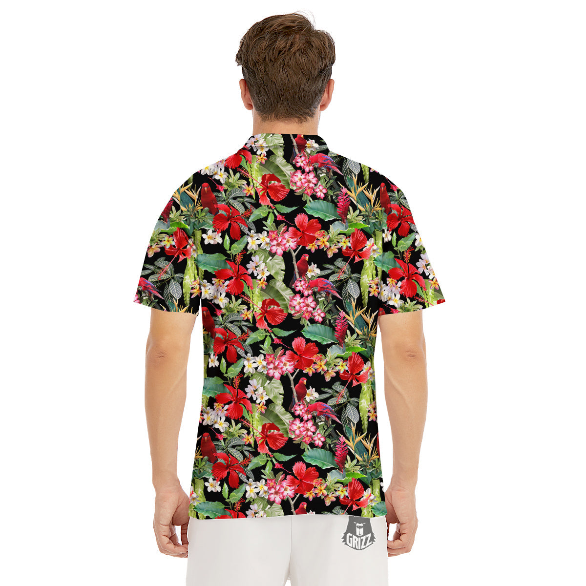 Parrot Hawaiian Tropical Print Pattern Men's Golf Shirts-grizzshop