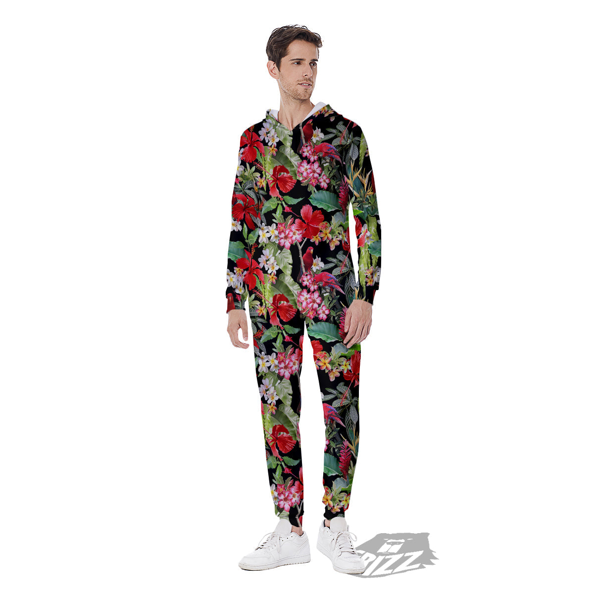 Parrot Hawaiian Tropical Print Pattern Men's Jumpsuit-grizzshop