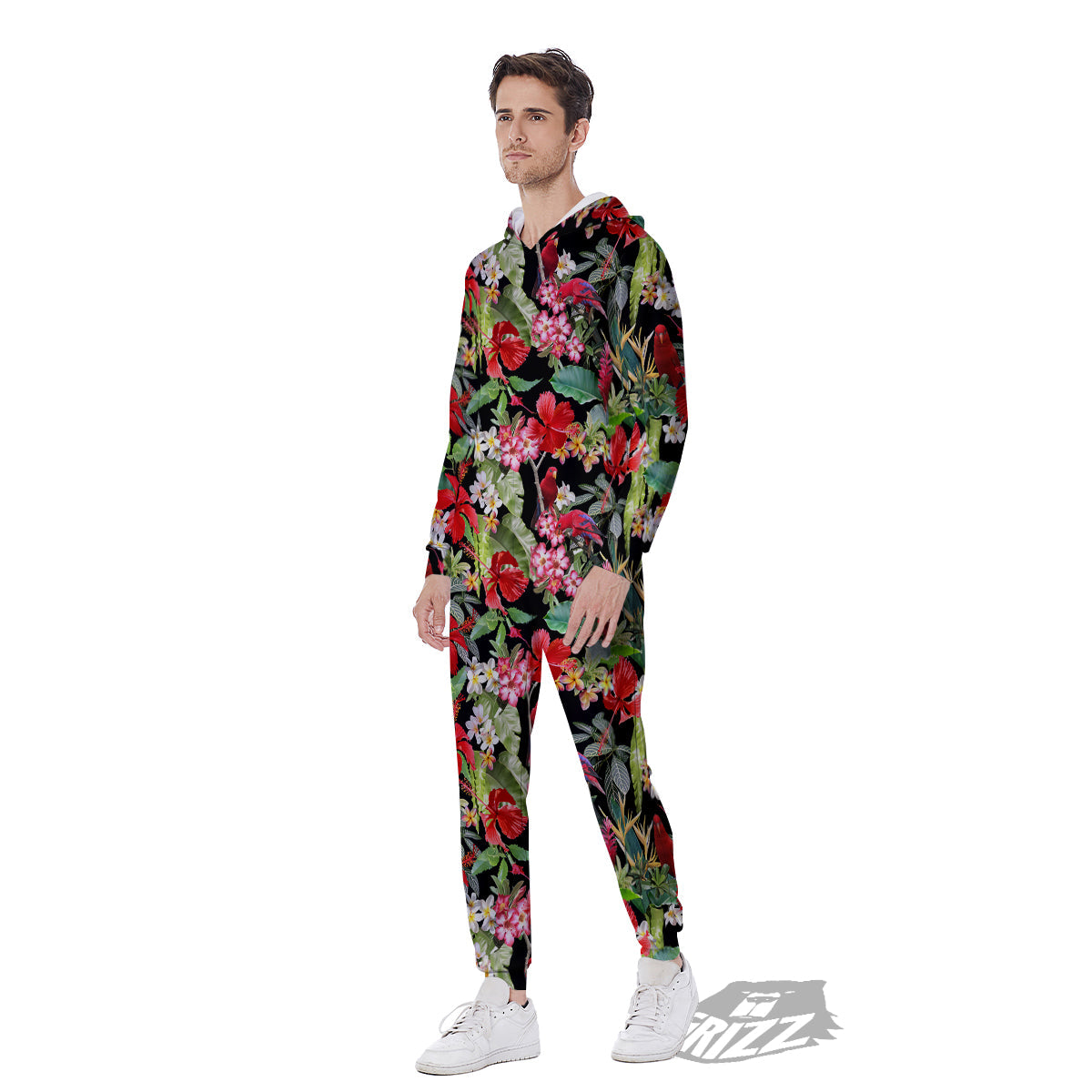 Parrot Hawaiian Tropical Print Pattern Men's Jumpsuit-grizzshop