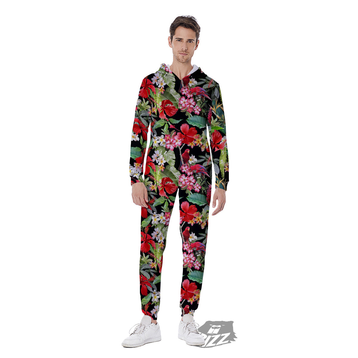 Parrot Hawaiian Tropical Print Pattern Men's Jumpsuit-grizzshop