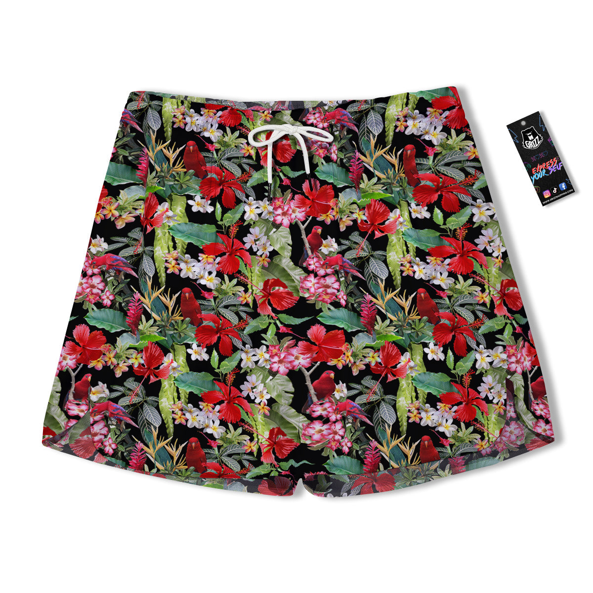 Parrot Hawaiian Tropical Print Pattern Men's Running Shorts-grizzshop