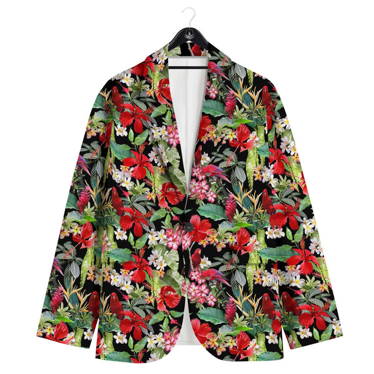 Parrot Hawaiian Tropical Print Pattern Men's Sport Coat-grizzshop