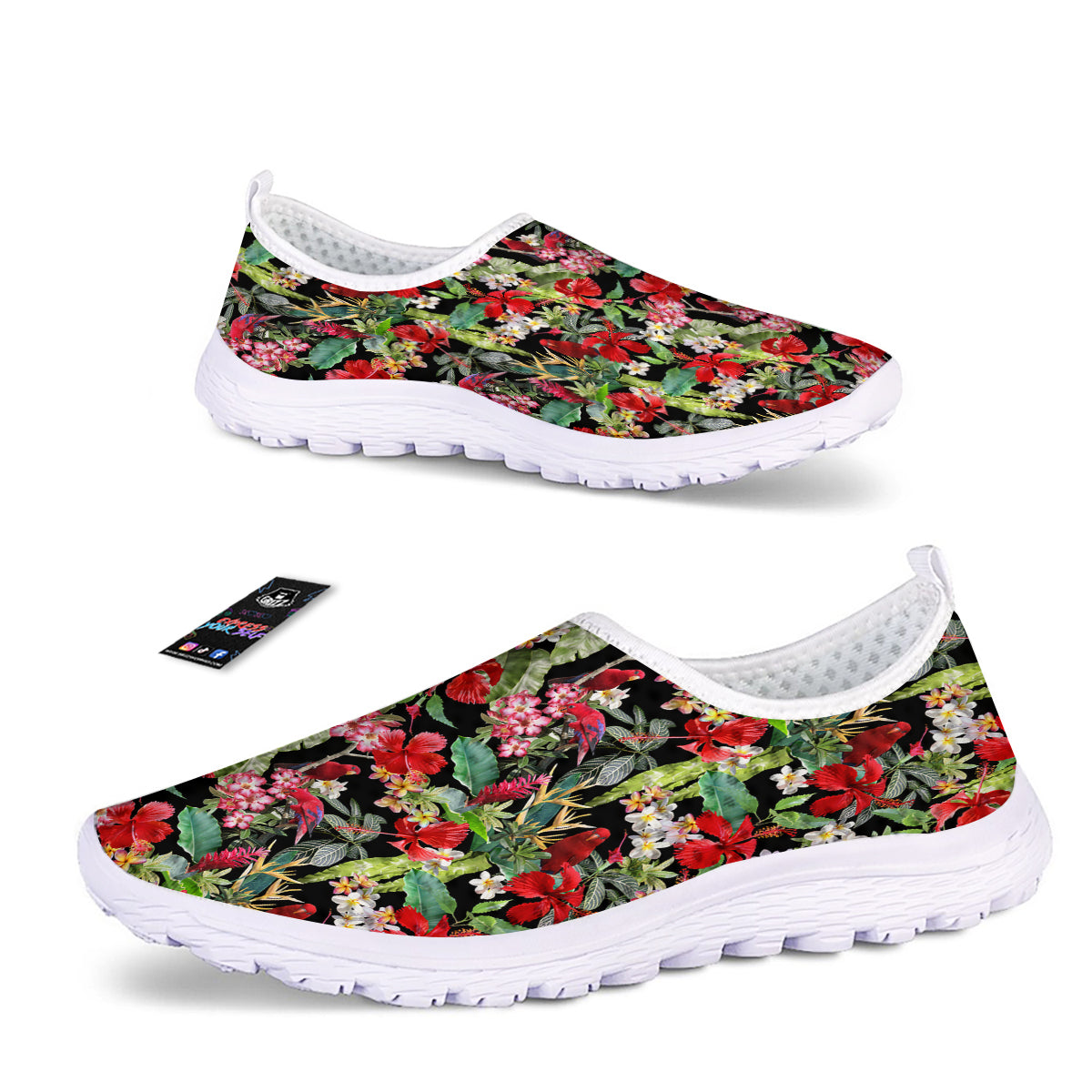 Parrot Hawaiian Tropical Print Pattern Nurse Shoes-grizzshop