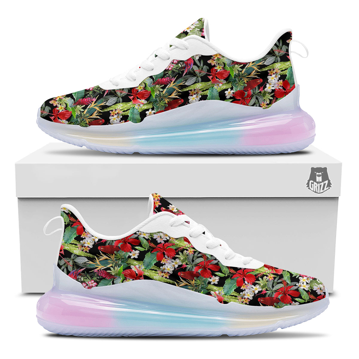 Parrot Hawaiian Tropical Print Pattern Running Sneakers-grizzshop