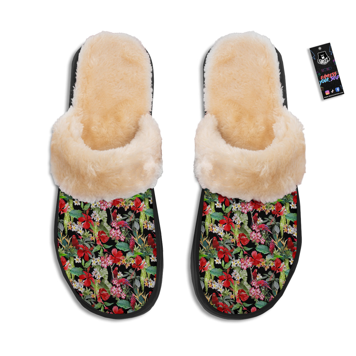 Parrot Hawaiian Tropical Print Pattern Slippers-grizzshop