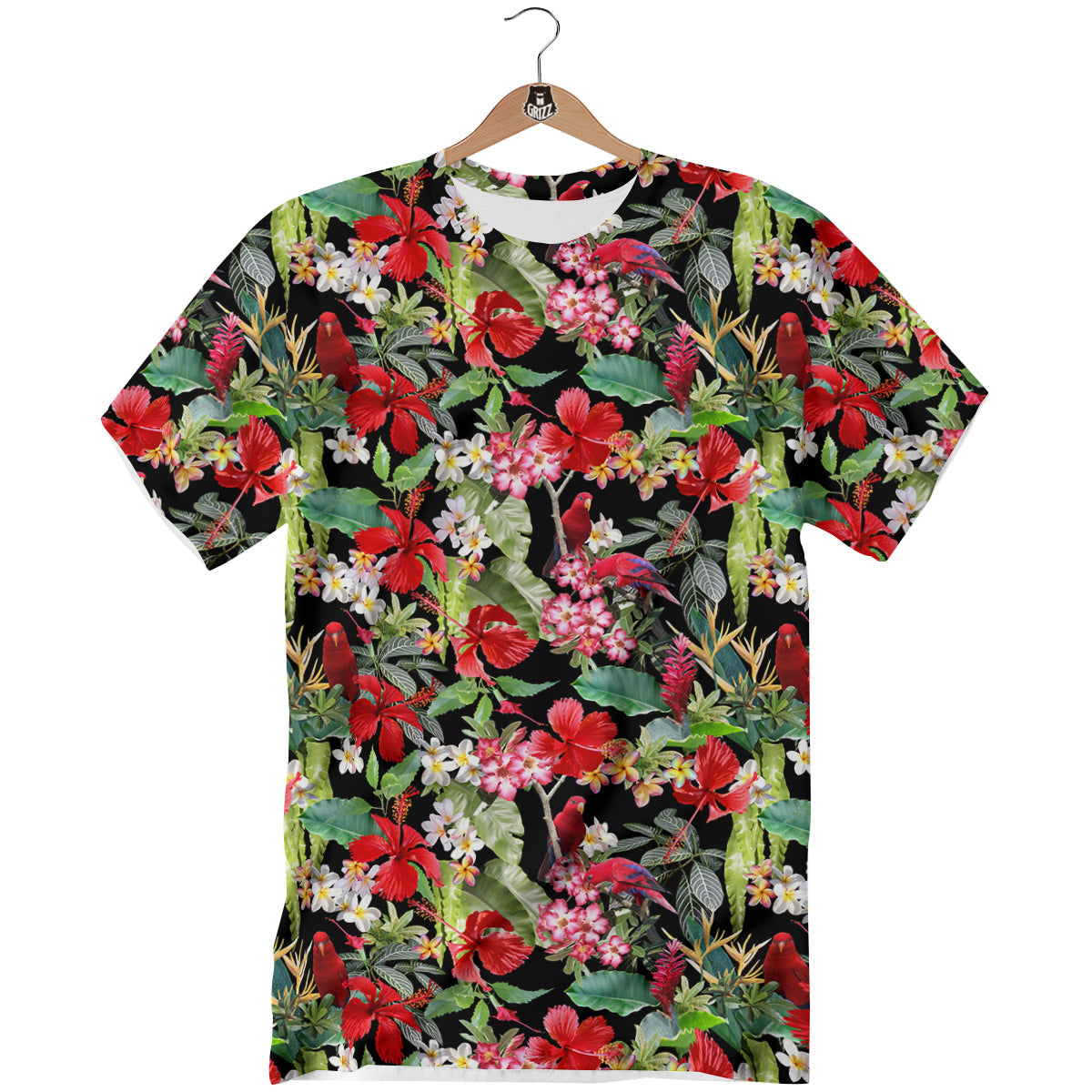 Parrot Hawaiian Tropical Print Pattern T-Shirt-grizzshop