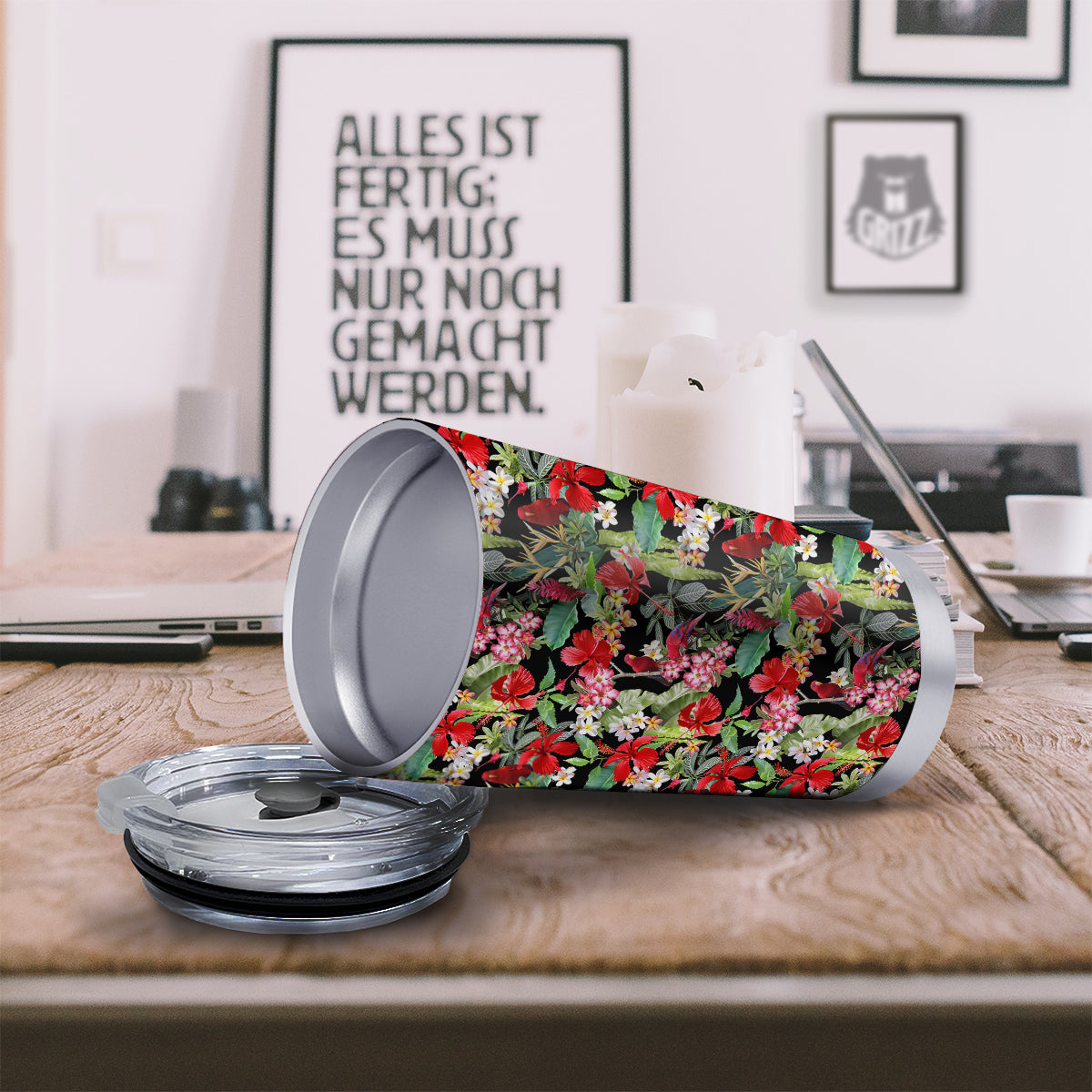 Parrot Hawaiian Tropical Print Pattern Tumbler-grizzshop