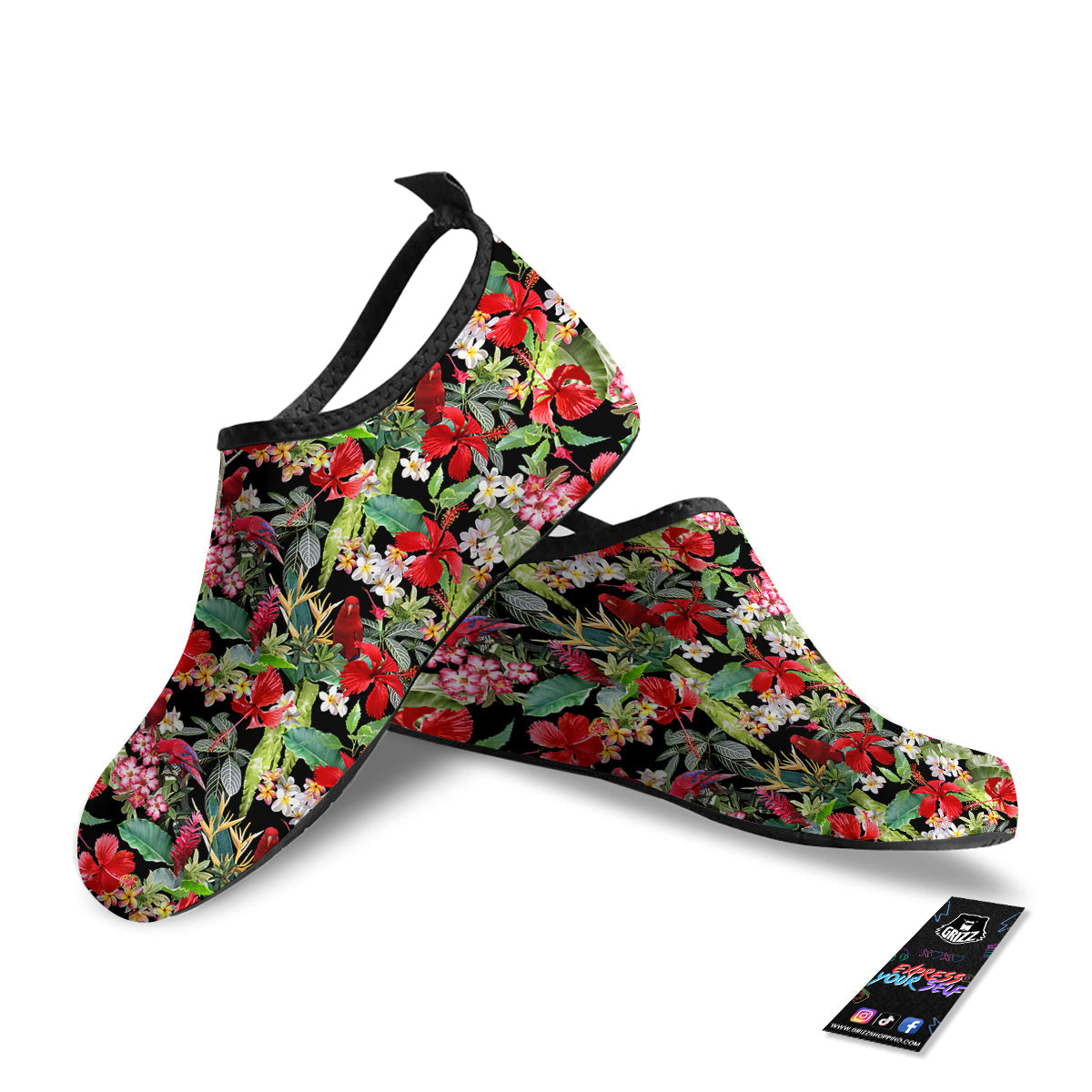 Parrot Hawaiian Tropical Print Pattern Water Shoes-grizzshop
