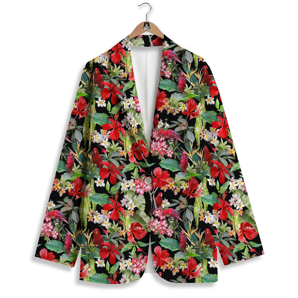 Parrot Hawaiian Tropical Print Pattern Women's Blazer-grizzshop