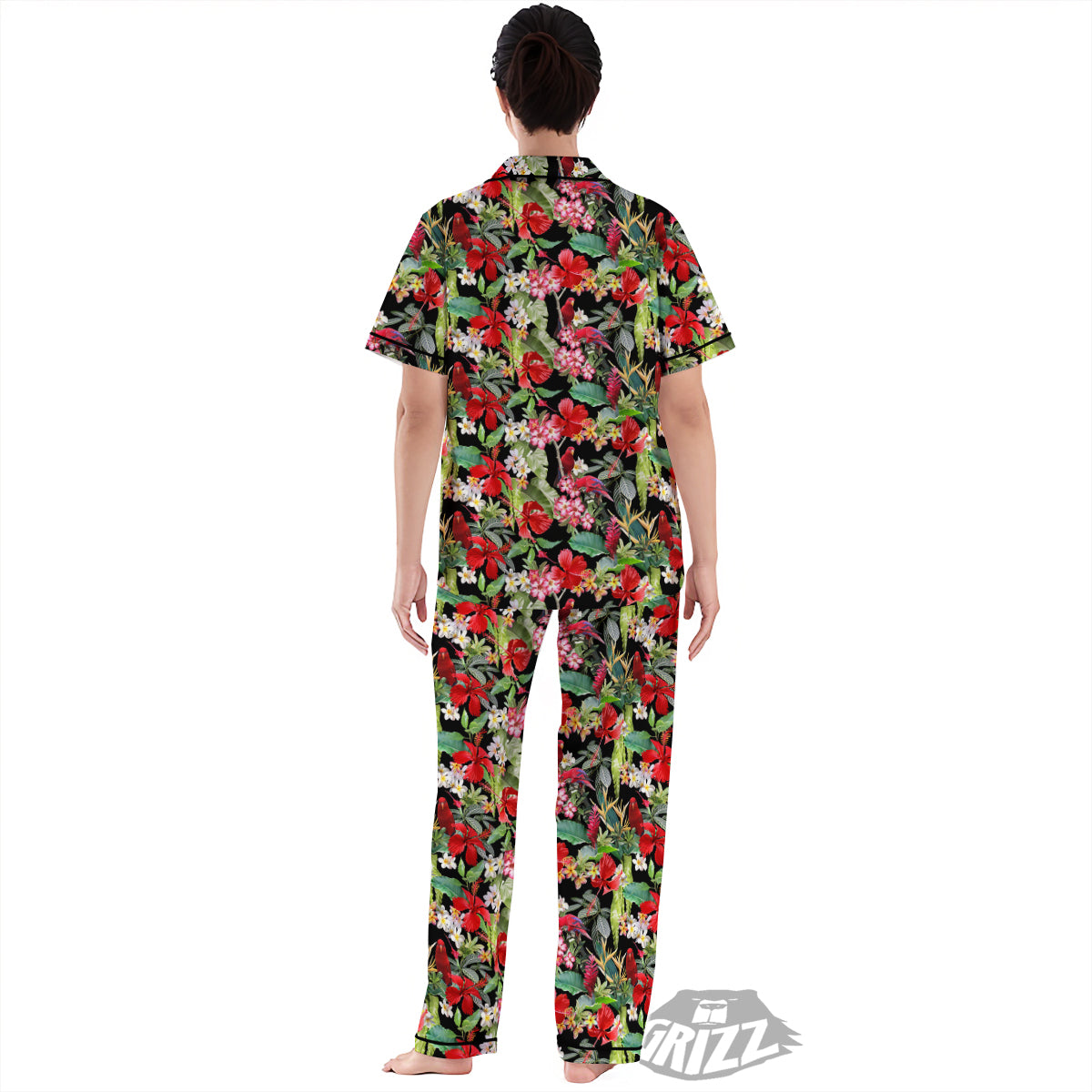 Parrot Hawaiian Tropical Print Pattern Women's Pajamas Set-grizzshop