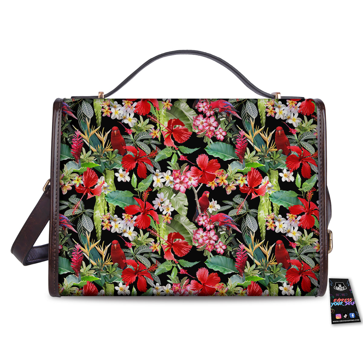 Parrot Hawaiian Tropical Print Pattern Women's Satchel Bag-grizzshop