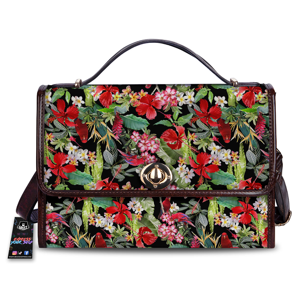 Parrot Hawaiian Tropical Print Pattern Women's Satchel Bag-grizzshop