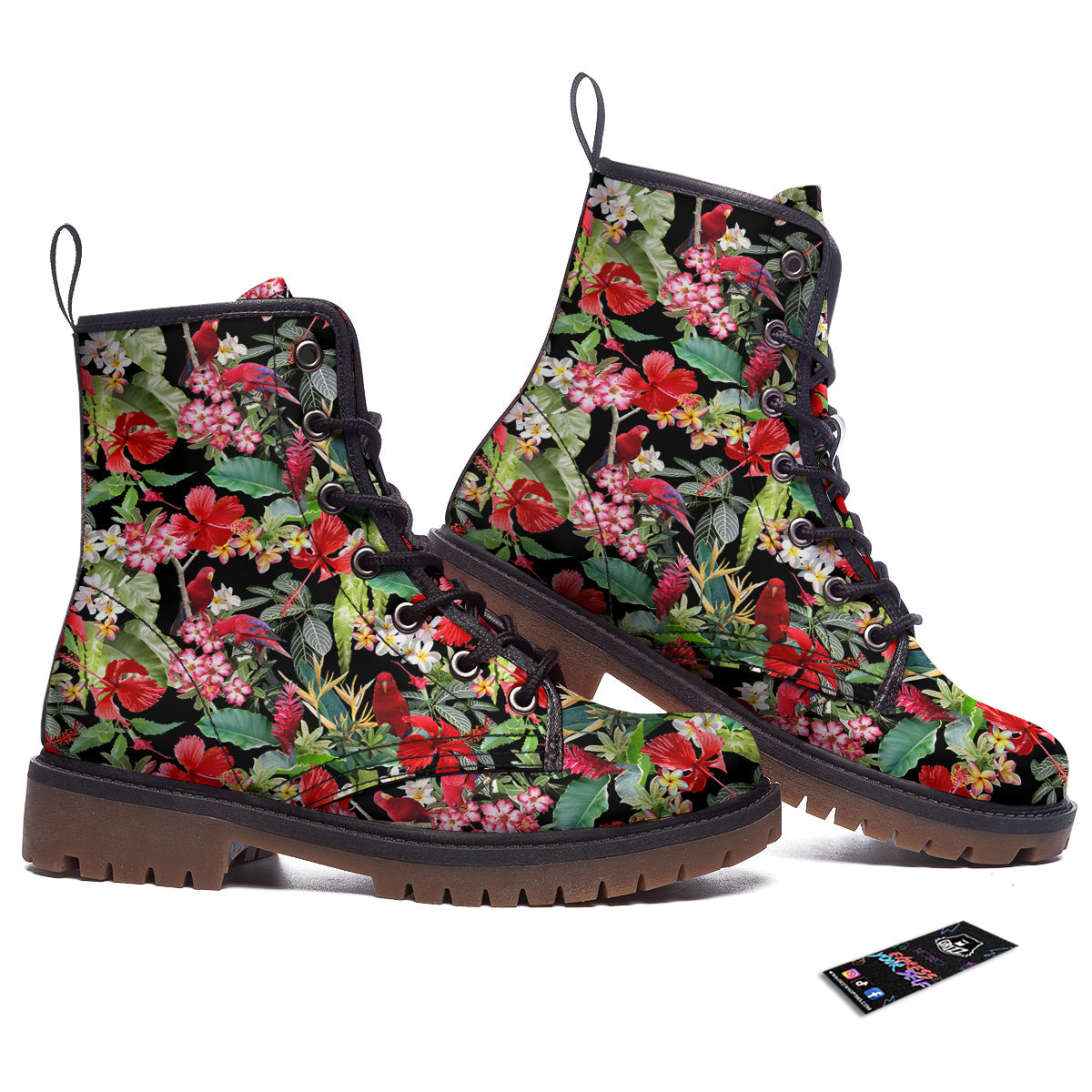 Parrot Hawaiian Tropical Print Pattern Work Boots-grizzshop