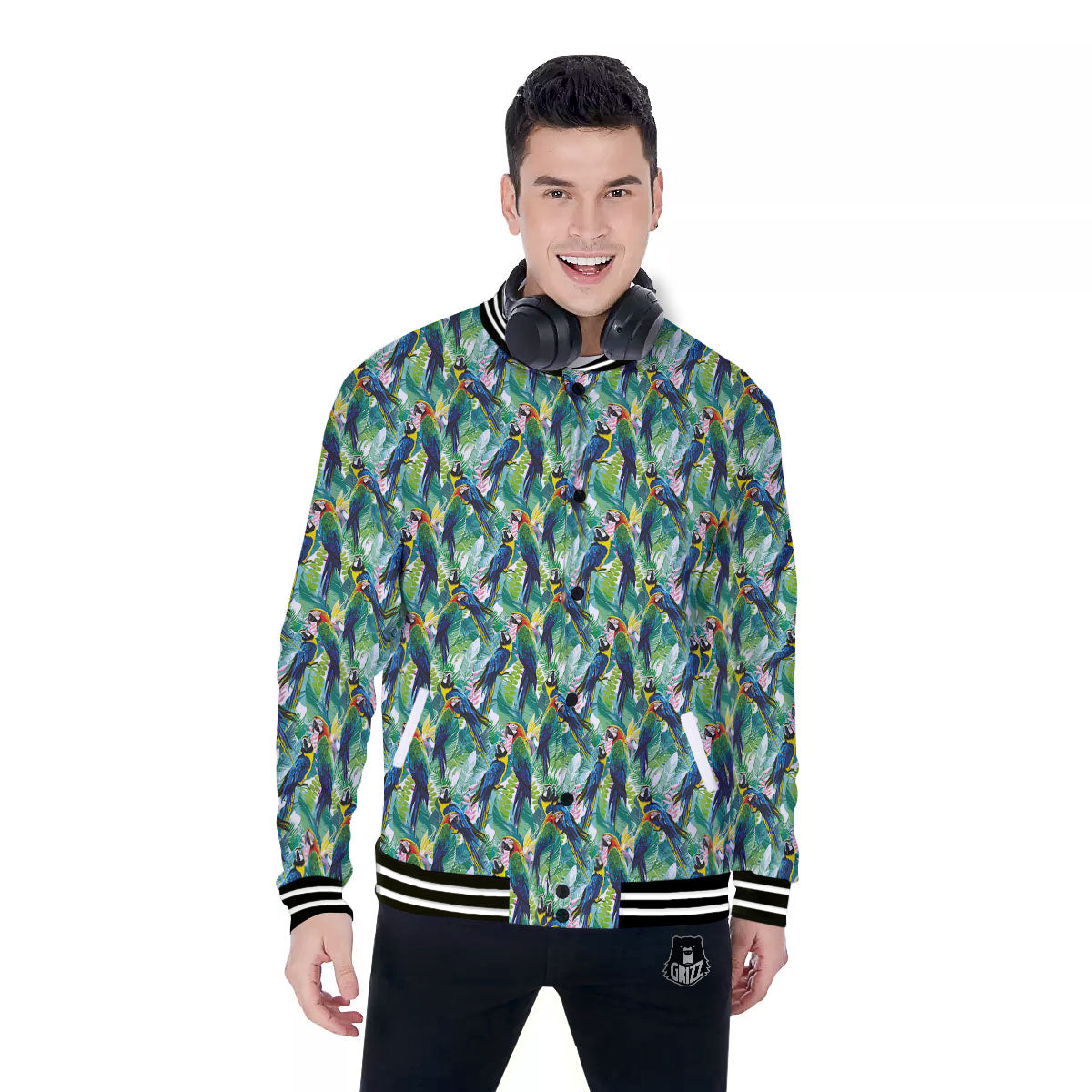 Parrot Macaw Print Pattern Baseball Jacket-grizzshop
