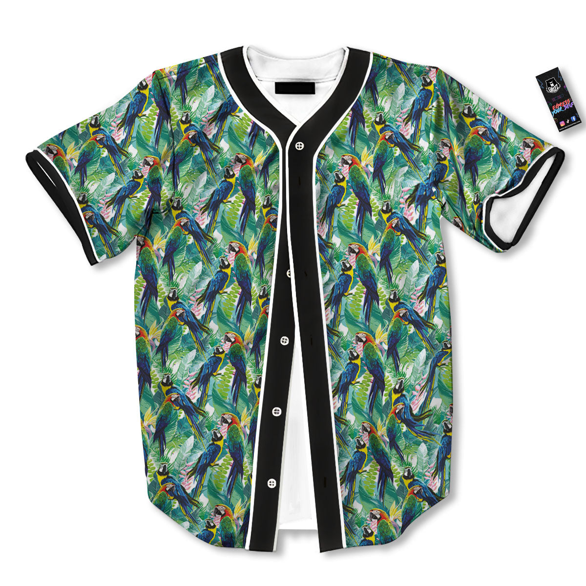 Parrot Macaw Print Pattern Baseball Jersey-grizzshop