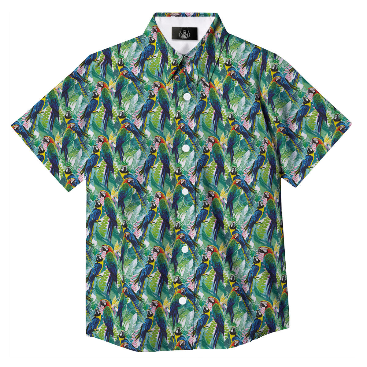 Parrot Macaw Print Pattern Button Up Shirt-grizzshop