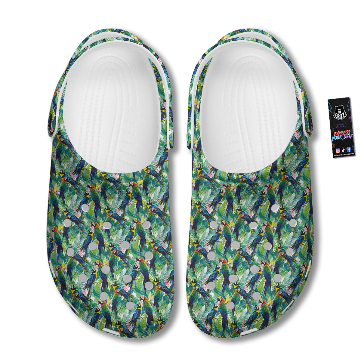 Parrot Macaw Print Pattern Clog-grizzshop