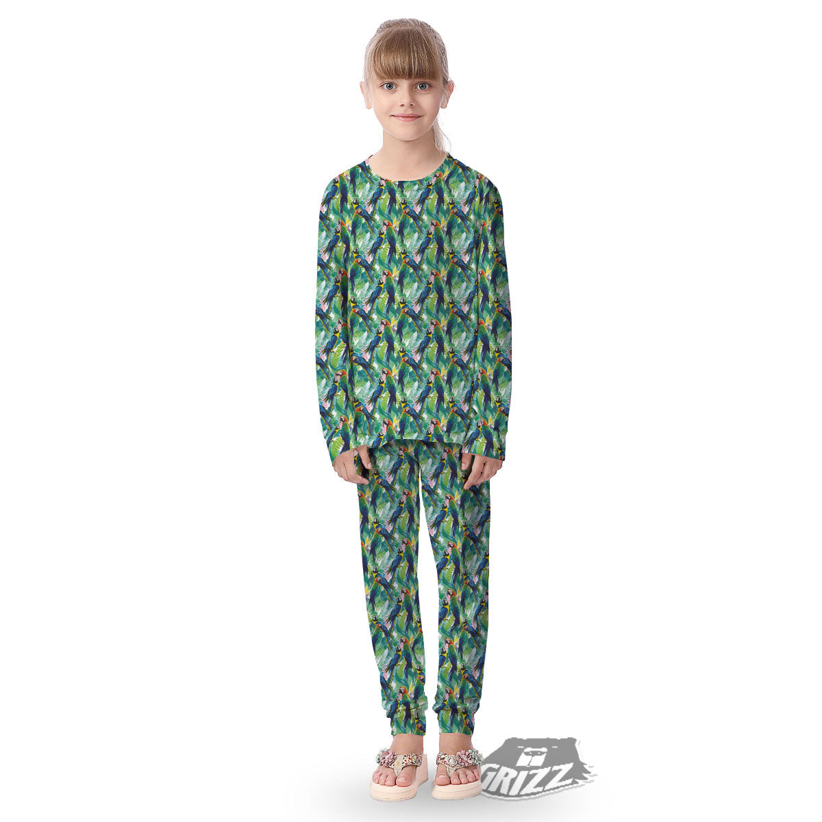 Parrot Macaw Print Pattern Kid's Pajamas-grizzshop
