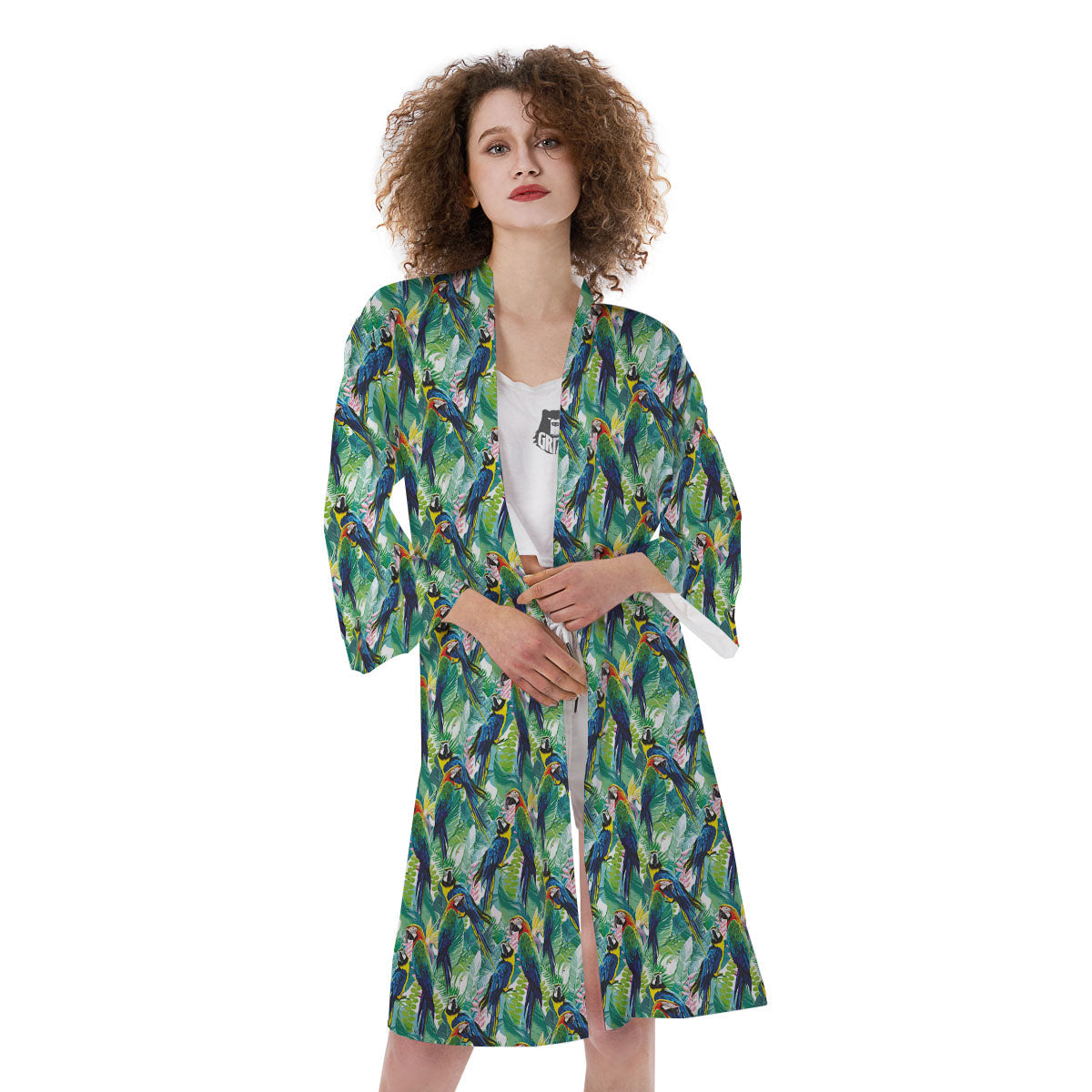 Parrot Macaw Print Pattern Kimono-grizzshop