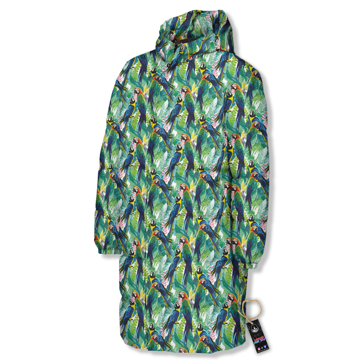 Parrot Macaw Print Pattern Long Down Jacket-grizzshop