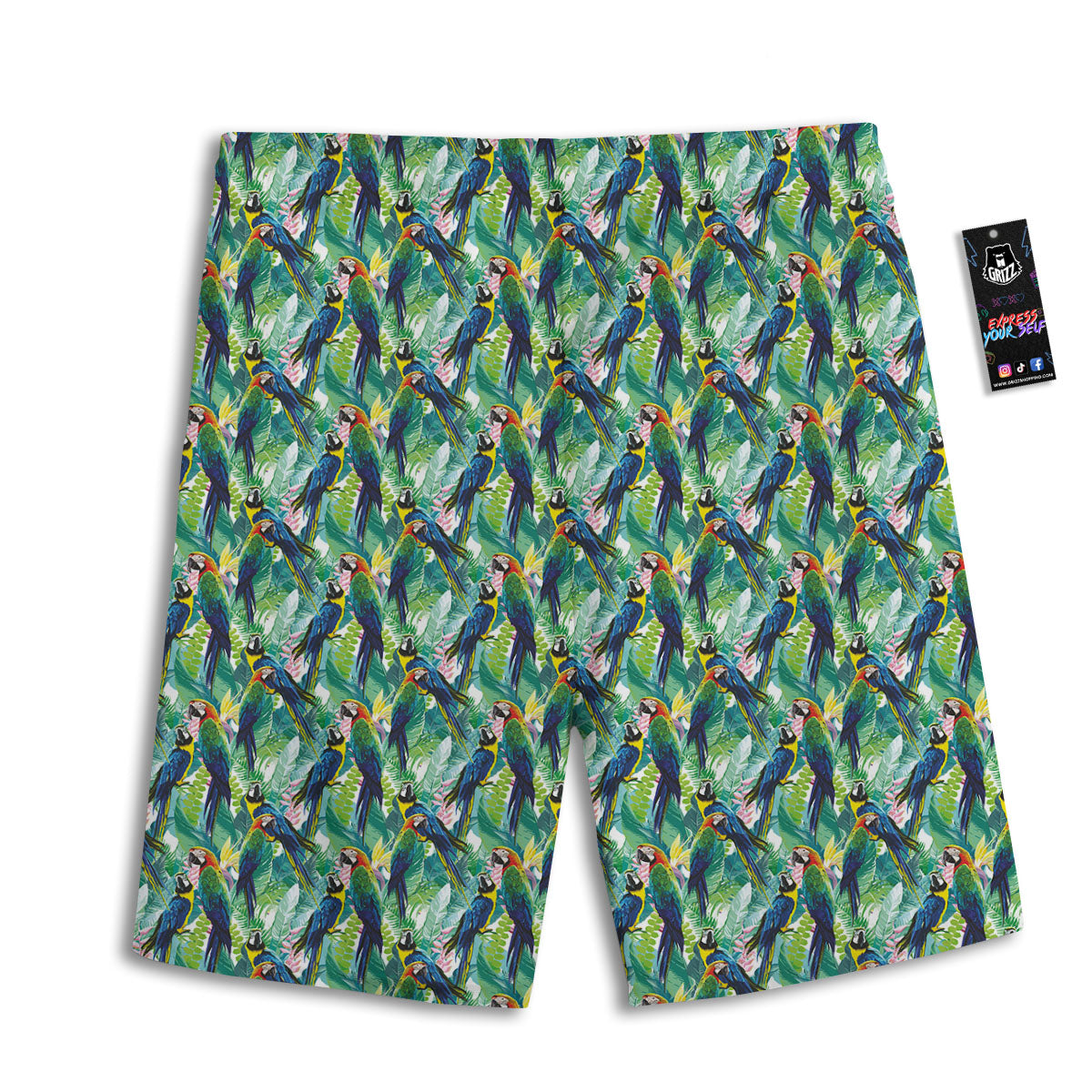 Parrot Macaw Print Pattern Men's Athletic Shorts