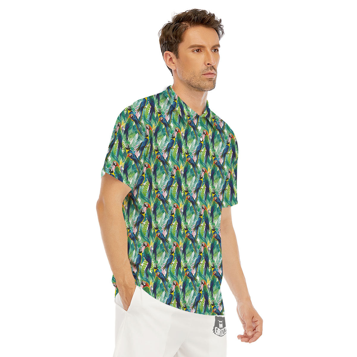 Parrot Macaw Print Pattern Men's Golf Shirts-grizzshop